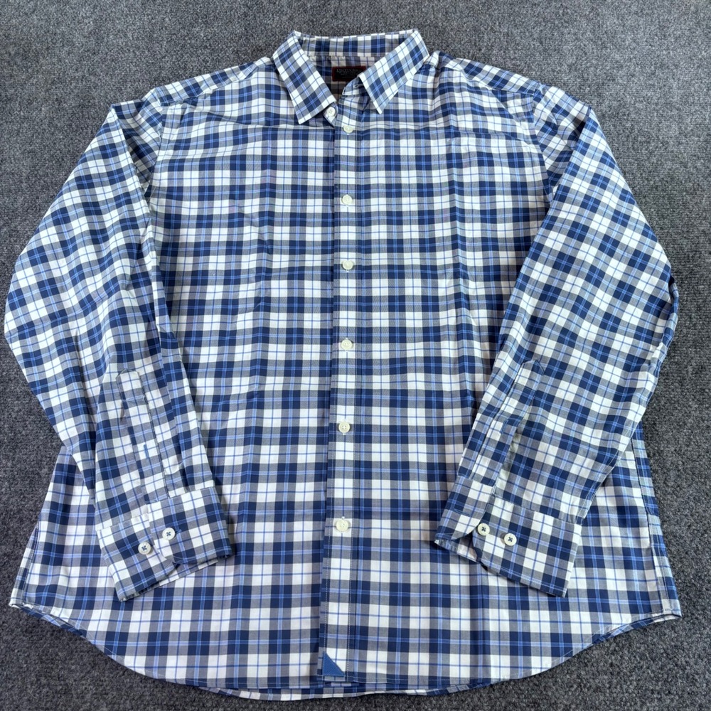 UNTUCKit Button Down Shirt Mens XXL Blue White Plaid Slim Fit Givry WF 40337